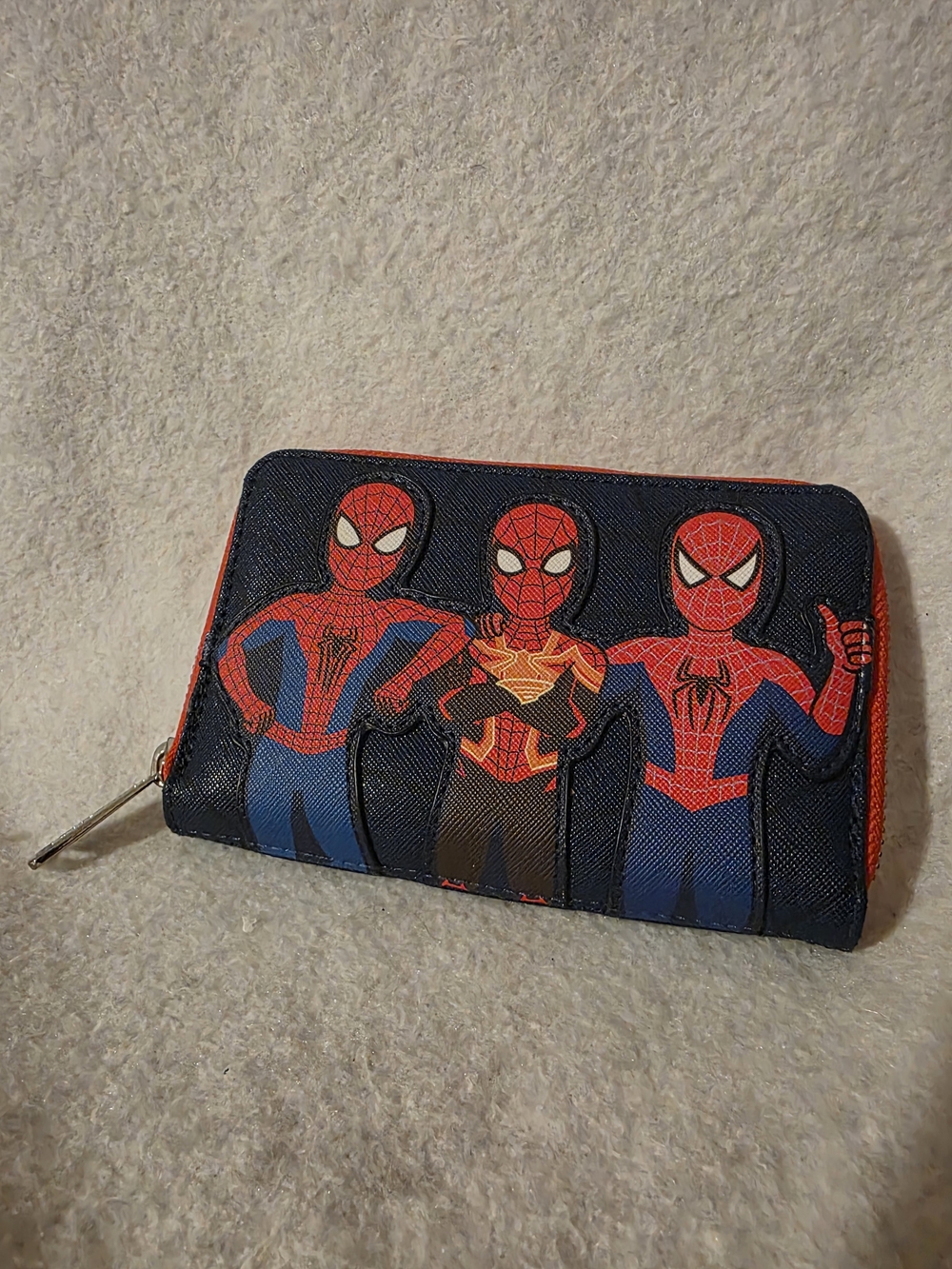 Spider-Man Triple Graphic Zip Hard Tag Wallet - Red, Blue, Black - NWOT